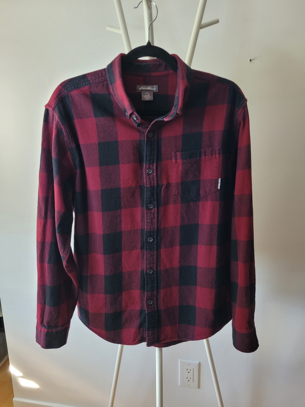 🍂 Eddie Bauer Unisex (Men) Plaid Cotton Flannel Shirt - L